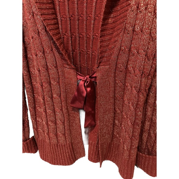 West End Red Tie Cardigan Womens Size Medium - Picture 4 of 6